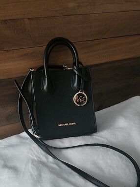Michael Kors Black Pebbled Leather Mini Tote with Gold Hardware